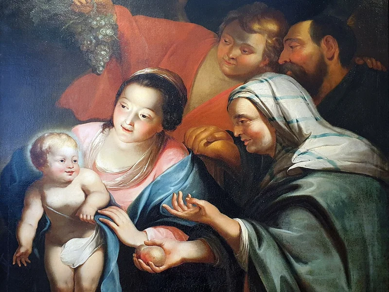 1743-Catharina Treu - La Sacra Famiglia con l'angelo e la veggente Anna